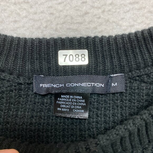 French Connection Military Sweater Mens M Navy Textured Crew Neck Pullover - Picture 6 of 11